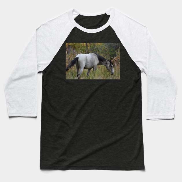Grey Wild Horse Baseball T-Shirt by MarieDarcy
